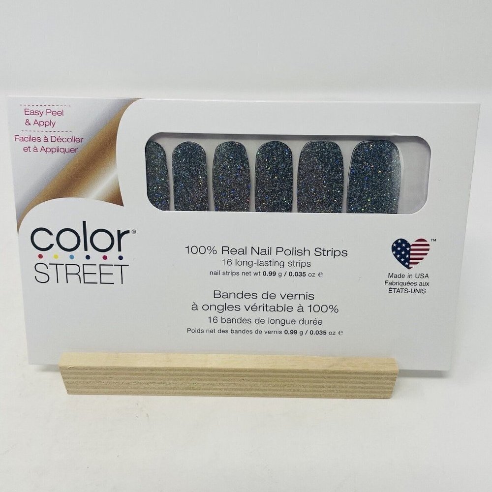 Color Street‎ 100% Real Nail Polish Strips Light Year Silver Glitter 16 Pieces